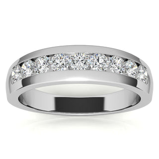 5mm Round Cut Channel Moissanite Men's Wedding Band