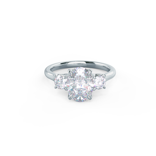 1.50CT Oval Cut Moissanite Three Stone Round Diamond Engagement Ring