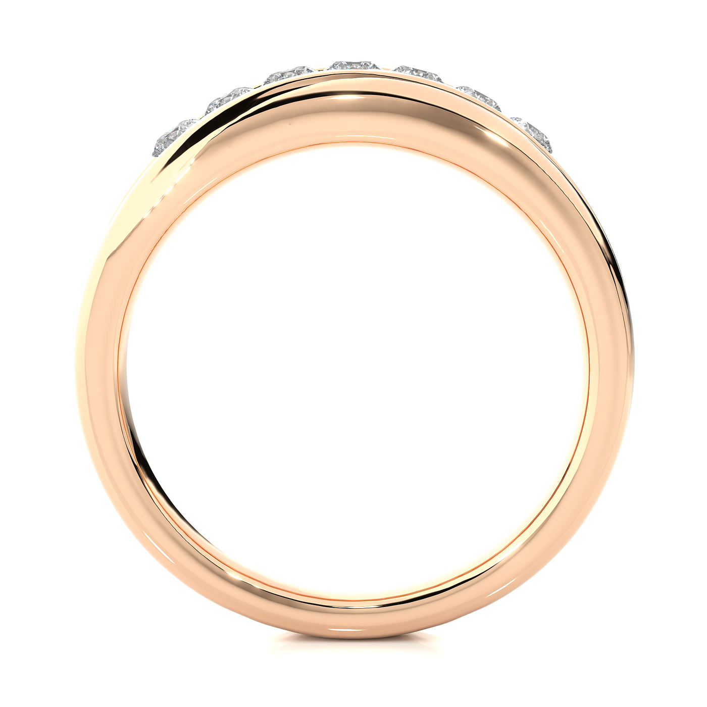 1.5CT Seven Stone Round Moissanite Wedding Band in Rose Gold