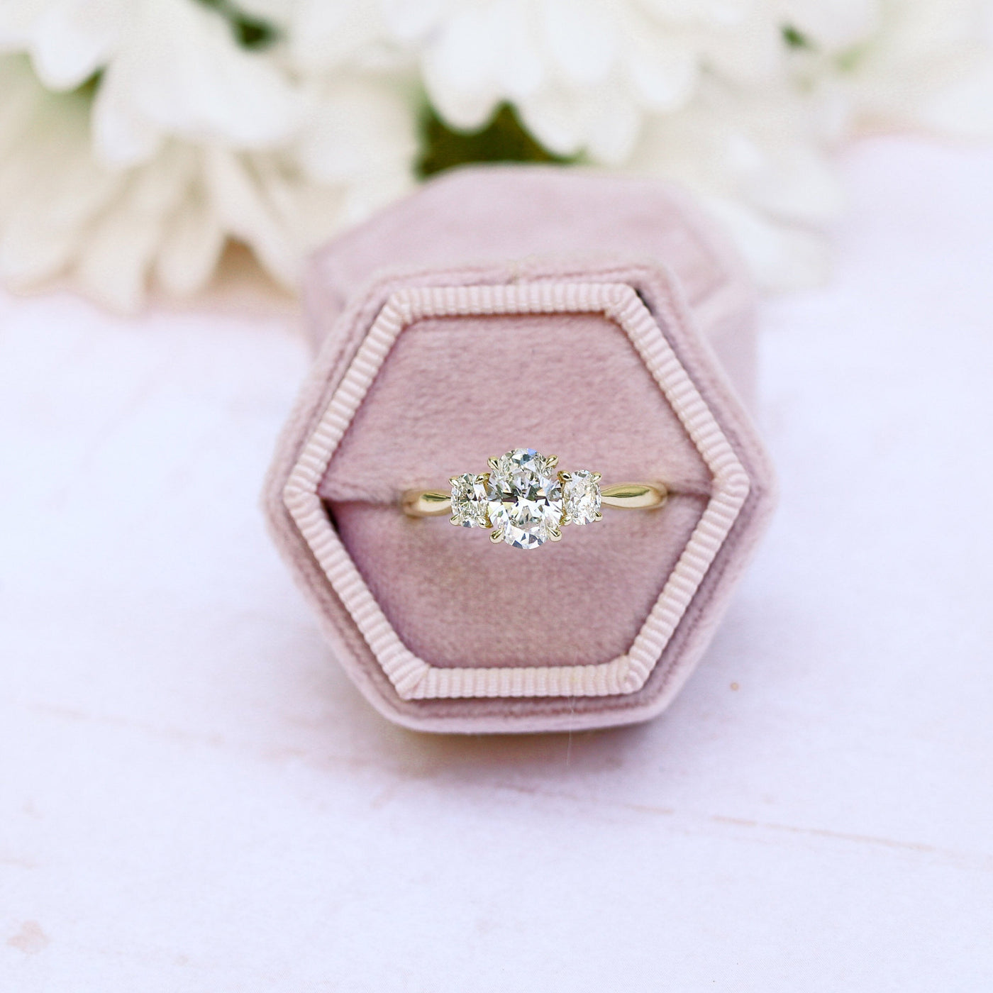 1.50CT Oval Cut Moissanite Three Stone Diamond Engagement Ring